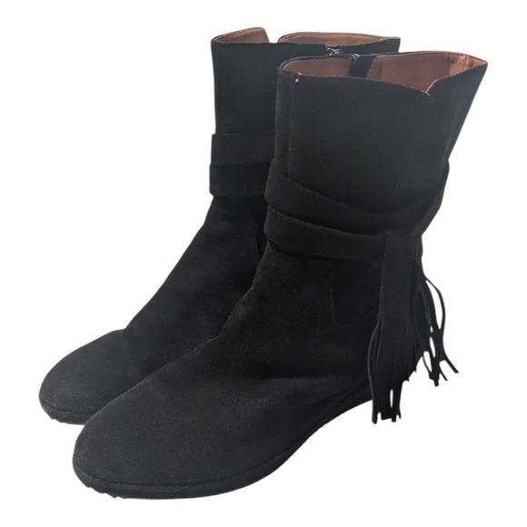 L'AMOUR DES PIEDS Bernyce Tassel Comfort Bootie Boots Black Suede 11M‎ - Picture 1 of 8